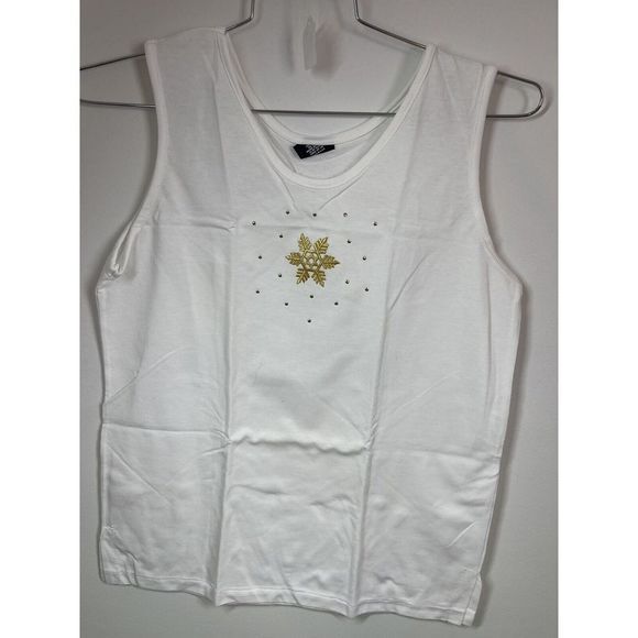 Women’s Get Lucky Brand Holiday Shirt Set Red With Gold Snowflakes Size L NEW - Picture 2 of 5